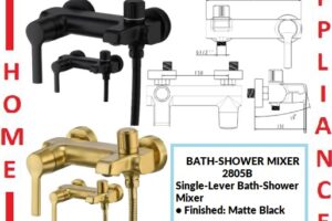 AALTO Single-Lever Bath-Shower Mixer 2805 B/G ( Matte Black / Gold ) / FREE EXPRESS DELIVERY