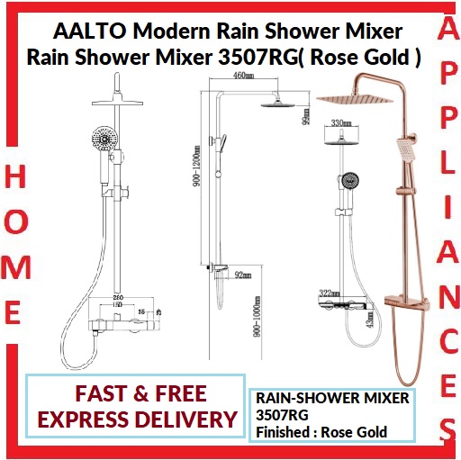 AALTO Modern Rain Shower Mixer 3507RG ( Rose Gold ) / FREE EXPRESS DELIVERY