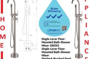 AALTO SINGLE-LEVER FLOOR-MOUNTED BATH-SHOWER MIXER 1005SS ( BRUSHED STEEL ) / FREE EXPRESS DELIVERY