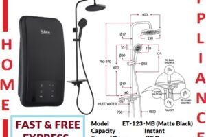 RUBINE INSTANT WATER HEATER ET-123-MB (Matte Black) With DC Pump / FREE EXPRESS DELIVERY