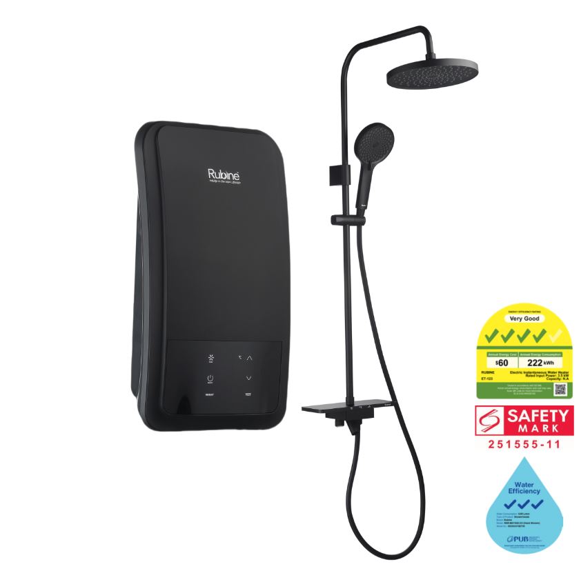 RUBINE INSTANT WATER HEATER ET-123-MB (Matte Black) With DC Pump / FREE EXPRESS DELIVERY - Image 2