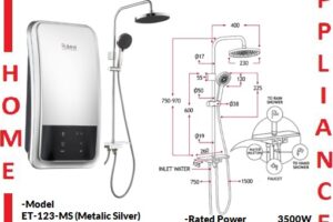 RUBINE INSTANT WATER HEATER ET-123-MS (Metallic Silver) With DC Pump / FREE EXPRESS DELIVERY