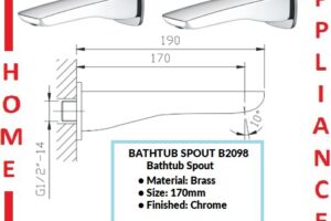 AALTO BATHTUB SPOUT B2098 ( CHROME ) / FREE EXPRESS DELIVERY