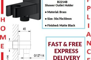 AALTO SHOWER OUTLET HOLDER B2214B ( Matte Black ) / FREE EXPRESS DELIVERY