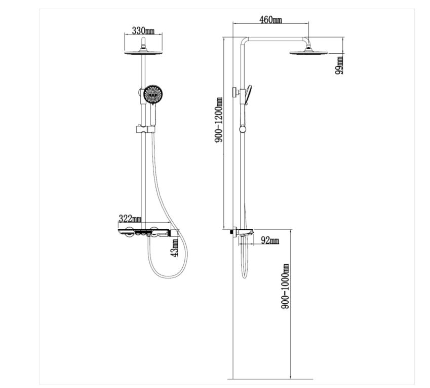 AALTO MODERN RAIN-SHOWER MIXER 3507GM ( GUN METAL ) / FREE EXPRESS DELIVERY - Image 5
