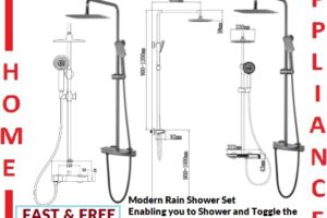 AALTO MODERN RAIN-SHOWER MIXER 3507GM ( GUN METAL ) / FREE EXPRESS DELIVERY
