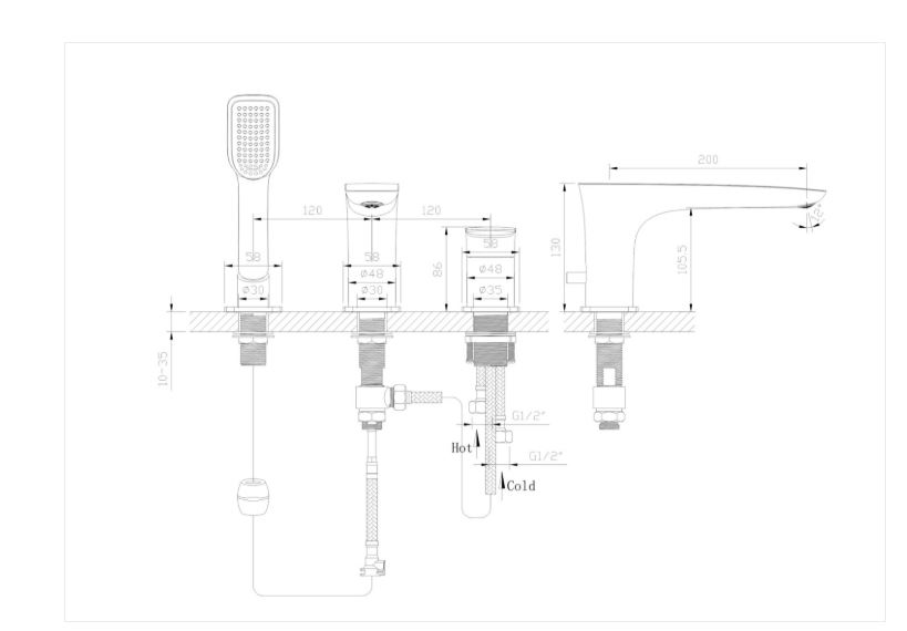 AALTO BATH-SHOWER MIXER (3-PIECE) 6198 ( Chrome ) / FREE EXPRESS DELIVERY - Image 5