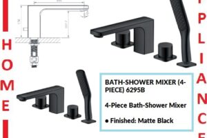 AALTO BATH-SHOWER MIXER (4-PIECE) 6295B ( MATTE BLACK ) / FREE EXPRESS DELIVERY