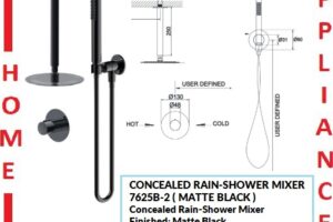 AALTO CONCEALED RAIN-SHOWER MIXER 7625B-2 ( MATTE BLACK ) / FREE EXPRESS DELIVERY