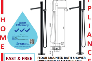 AALTO Single-Lever Floor-Mounted Bath-Shower Mixer 8725B-2 ( MATTE BLACK ) / FREE EXPRESS DELIVERY