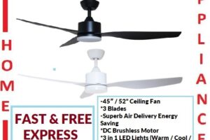 FANZTEC CEILING FAN AIRMASTER 3 Blades ( 44"/52" Matte White /Matte Black ) With 5 Speed Control / FREE EXPRESS DELIVERY