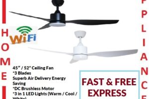 FANZTEC AirMaster 3 Blades Ceiling Fan ( 45"/52" Matte White , Matte Black )With WIFI , DC Motor / FREE EXPRESS DELIVERY