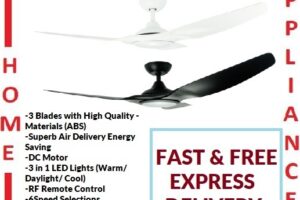 FANZTEC AirStream 46" 3 Blades ABS Ceiling Fan ( Matte White , Matte Black ) With DC Motor / FREE EXPRESS DELIVERY