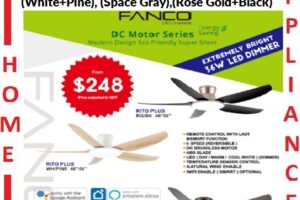 FANCO Rito Plus 5 Blade (46 /56) inch Ceiling Fan (Brightest LED 36W) With or Without WiFi / FREE EXPRESS DELIVERY