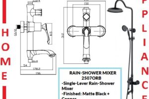 AALTO Single-Lever Rain-Shower Mixer 2507ORB ( Matte Black + Copper ) / FREE EXPRESS DELIVERY