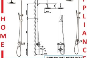 AALTO Single-Lever Rain-Shower Mixer 500M ( Brushed Steel ) / FREE EXPRESS DELIVERY