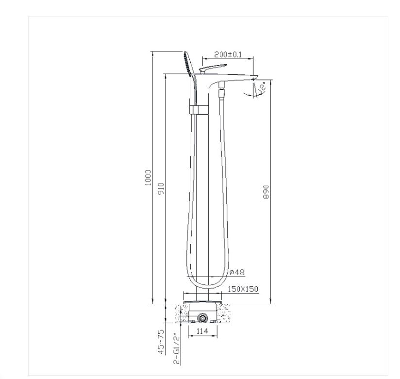 AALTO Single-Lever Floor-Mounted Bath-Shower Mixer 8798W-2 ( Chrome + White ) / FREE EXPRESS DELIVERY - Image 3
