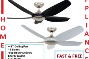FANZTEC CEILING FAN T4600 46" ( Matte Black , Matte White ) With DC Motor / FREE EXPRESS DELIVERY