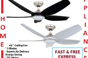 FANZTEC T-4600 CEILING FAN WITH LED LIGHT 46" ( Matte White / Matte Black ) / FREE EXPRESS DELIVERY