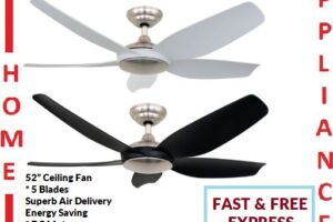 FANZTEC T-5600 CEILING FAN 56" ( Matte Black , Matte White ) With DC Motor / FREE EXPRESS DELIVERY