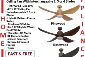 FANZTEC FT-TWS-1 (with LED) 46" / 52" Ceiling Fan With Interchangeable 2, 3 or 4 Blades / FREE EXPRESS DELIVERY