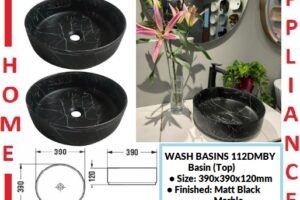 AALTO WASH BASINS (Top) 112DMBY ( Matt Black Marble ) / FREE EXPRESS DELIVERY