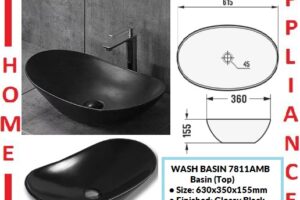 AALTO WASH BASIN (Top) 7811AMB ( Glossy Black ) / FREE EXPRESS DELIVERY