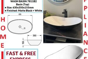 AALTO WASH BASIN (Top)  7811B2 ( Matte Black + White ) / FREE EXPRESS DELIVERY