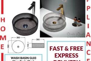 AALTO GLASS WASH BASIN  (Top) GL03 ( Black Glass ) / FREE EXPRESS DELIVERY