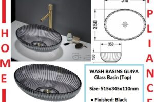 AALTO GLASS WASH BASINS (Top) GL49A ( Black ) / FREE EXPRESS DELIVERY