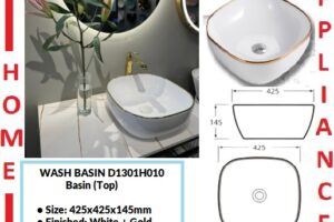 AALTO WASH BASIN  (Top) D1301H010 ( White + Gold ) / FREE EXPRESS DELIVERY