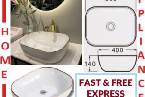 AALTO WASH BASIN (Top) D1302H010 ( White + Gold ) / FREE EXPRESS DELIVERY