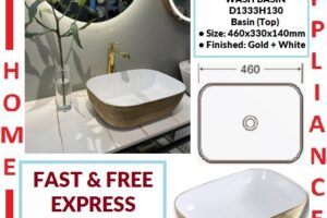 AALTO WASH BASIN (Top) D1333H130 ( Gold + White ) / FREE EXPRESS DELIVERY