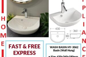 AALTO WASH BASIN (Wall Hung) HY-3062 ( White ) / FREE EXPRESS DELIVERY