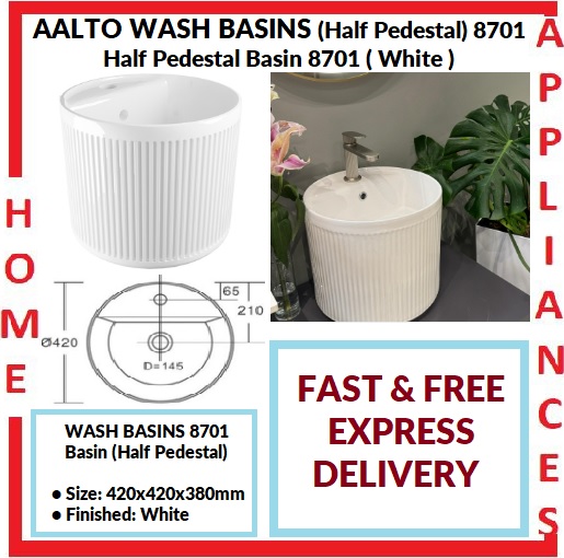 AALTO WASH BASINS (Half Pedestal) 8701 ( White ) / FREE EXPRESS DELIVERY