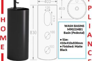 AALTO WASH BASINS (Pedestal) M9021MB1 ( Matte Black ) / FREE EXPRESS DELIVERY