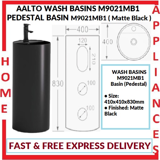AALTO WASH BASINS (Pedestal) M9021MB1 ( Matte Black ) / FREE EXPRESS DELIVERY