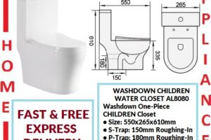 AALTO One-Piece WASHDOWN CHILDREN WATER CLOSET AL8080 ( WHITE ) / FREE EXPRESS DELIVERY