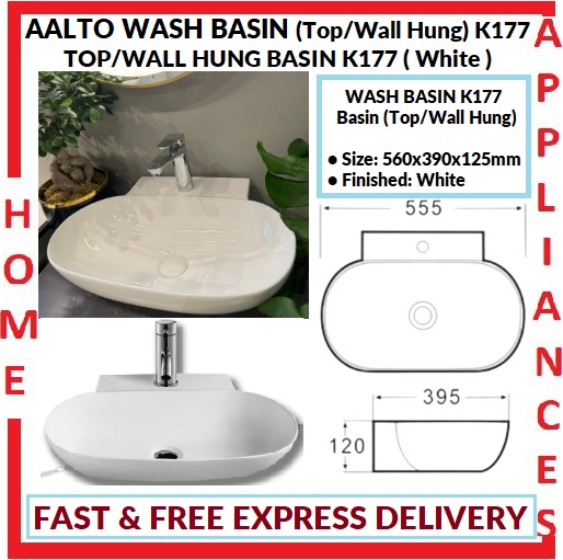 AALTO WASH BASIN (Top/Wall Hung) K177 ( White ) / FREE EXPRESS DELIVERY