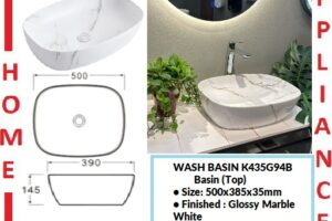 AALTO WASH BASIN  (Top) K435G94B ( Glossy Marble White ) / FREE EXPRESS DELIVERY