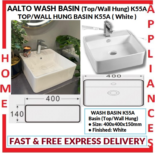 AALTO WASH BASIN (Top/Wall Hung) K55A ( White ) / FREE EXPRSS DELIVERY