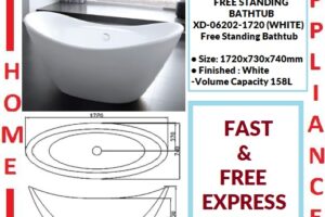 AALTO FREE STANDING BATHTUB XD-06202-1720 ( WHITE ) / FREE EXPRESS DELIVERY