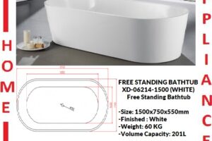 AALTO FREE STANDING BATHTUB XD-06214-1500 ( WHITE ) / FREE EXPRESS DELIVERY