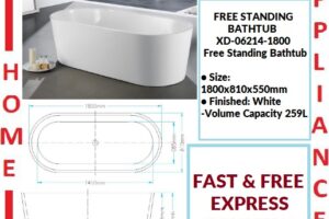 AALTO FREE STANDING BATHTUB XD-06214-1800 ( WHITE ) / FREE EXPRESS DELIVERY