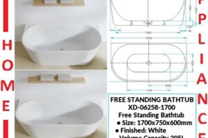 AALTO FREE STANDING BATHTUB XD-06258-1700 ( WHITE ) / FREE EXPRESS DELIVERY