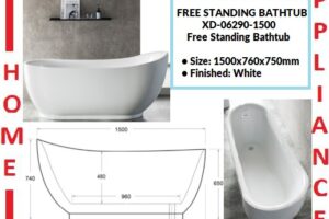 AALTO FREE STANDING BATHTUB XD-06290-1500 ( WHITE ) / FREE EXPRESS DELIVERY
