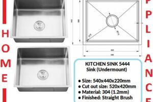 AALTO KITCHEN SINK (Undermount) 5444 ( Straight Brush ) / FREE EXPRESS DELIVERY