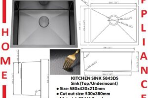 AALTO KITCHEN SINK (Top/Undermount) 5843DS ( Honeycomb Black ) / FREE EXPRESS DELIVERY