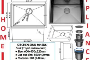 AALTO KITCHEN SINK (Top/Undermount) 6045DS ( Honeycomb Black ) / FREE EXPRESS DELIVERY