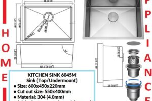 AALTO KITCHEN SINK (Top/Undermount) 6045M ( Honeycomb Straight Brush ) / FREE EXPRESS DELIVERY